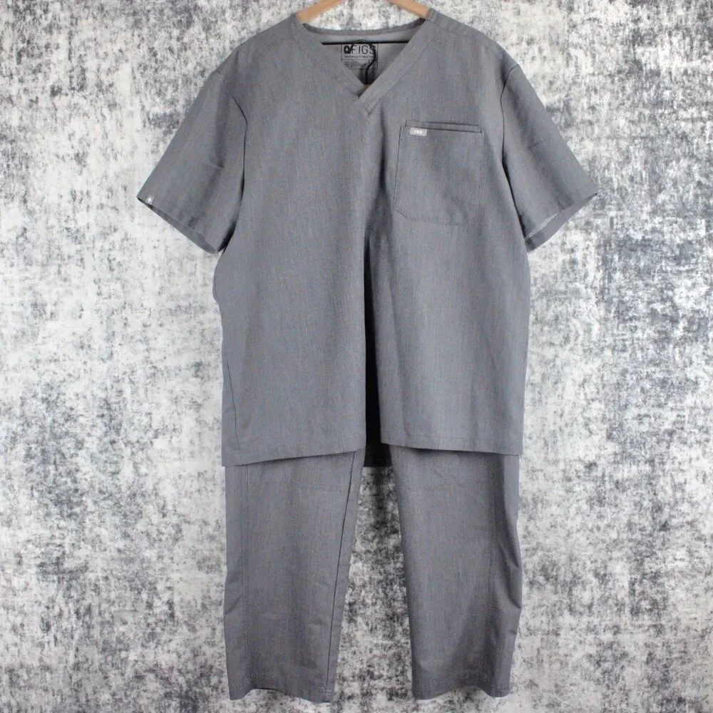 Figs Technical Collection Scrub Set Gray Pants Men’s XL/S T2001S -Top XXL FM1500